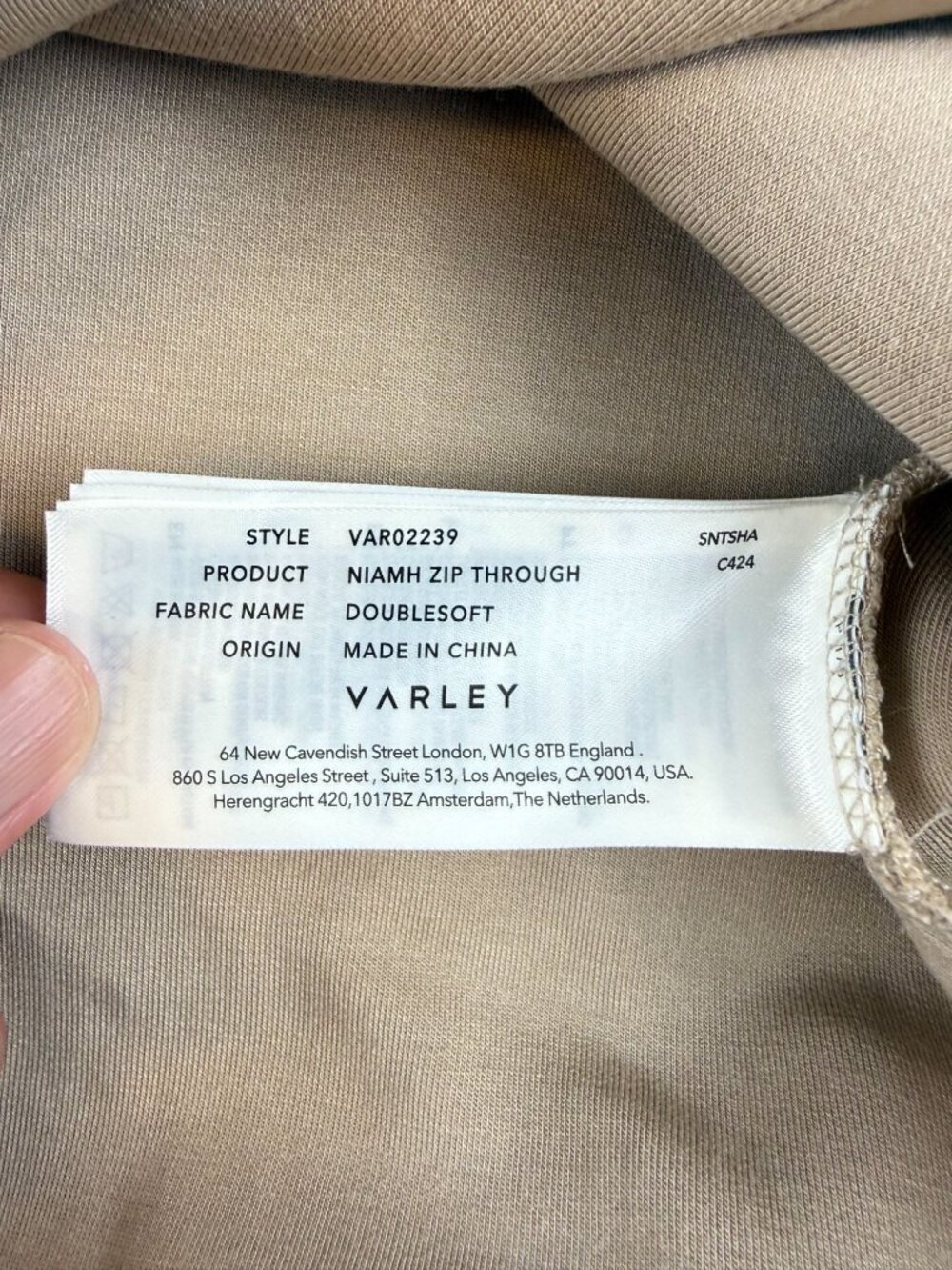 Varley Light Taupe Niamh Zip-Through Sweat Jacket VAR02239 XL- $178 - Picture 8 of 11
